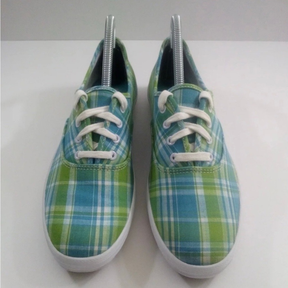 Keds Original Blue/Green Plaid Women’s Canvas Lace-Up Casual Sneaker 9.5